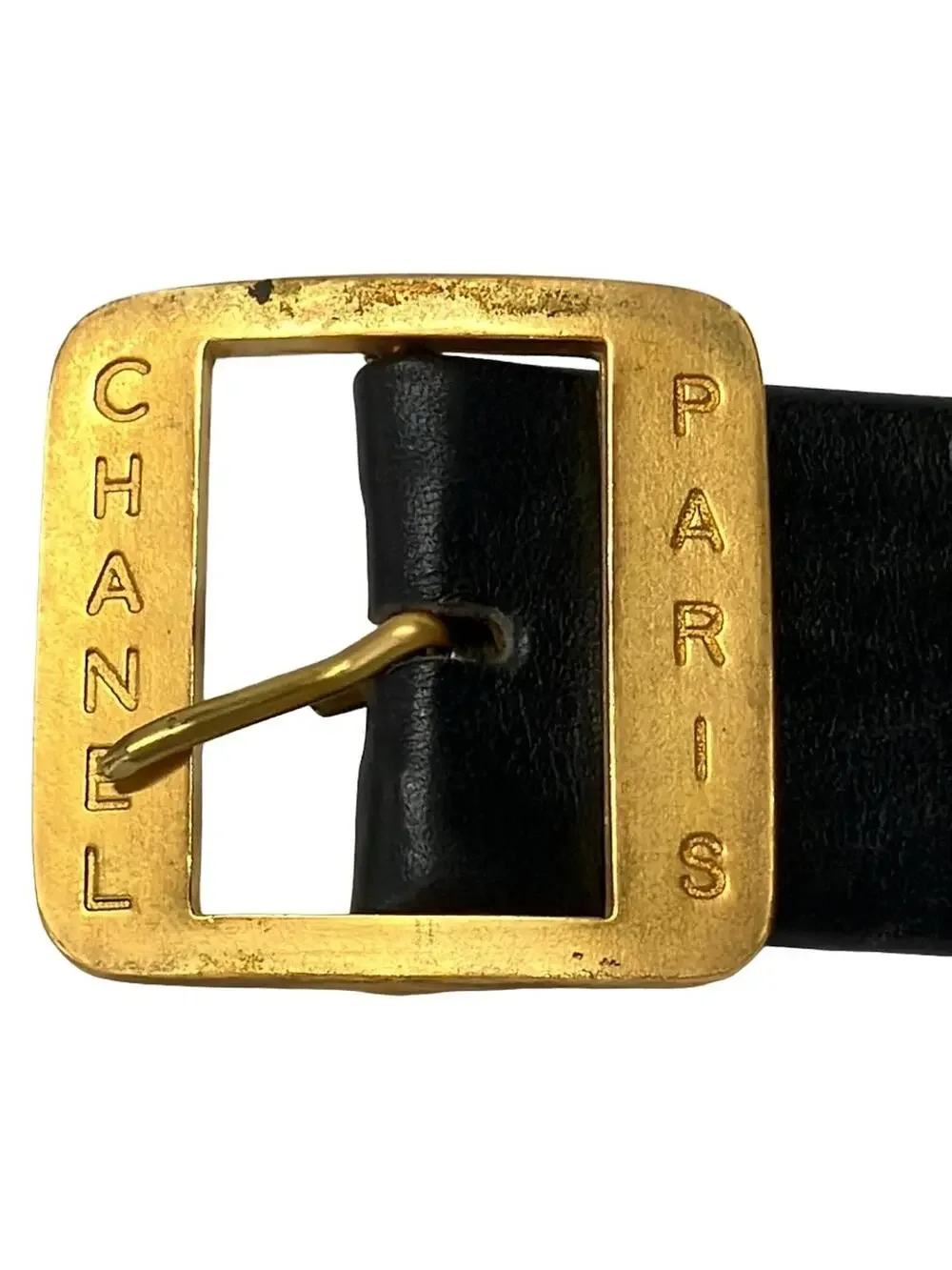 Chanel Black Leather Hardware Belt Gold #359073C59B
